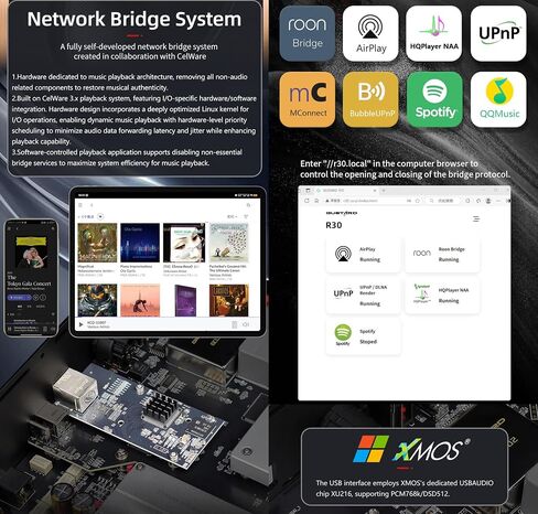 Gustard R30 Fully-Discrete R2R Network Streamer DAC - True 1-bit DSD decoding, FPGA-Based Clock Management, a self-Developed Network Bridge, and a Discrete Class-A Analog Output Stage (Black) in Kuwait