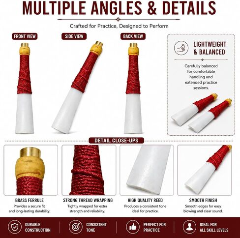 Practice Chanter Reeds Synthetic Plastic 12-Pieces for Scottish Highland Bagpipes - Red, Durable & Easy to Use in Kuwait