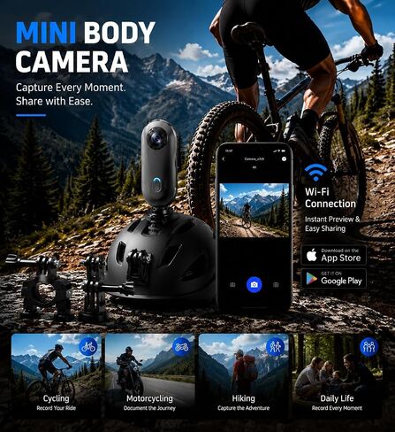 4K 128GB Mini Body Camera - Magnetic Thumb-Sized Action Cam with Video & Audio Recording, Hands-Free, Waterproof, Suitable for Vlog Creation, Work Record, Pet Walking, Travel Shooting & Daily Use in Saudi Arabia