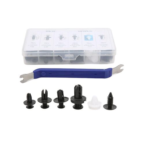 100pcs Car Push Type Retainers, 12 Sizes Universal Fastener Assortment Kit with Screwdriver, for Door Trim Radiator Guard Mudguard Bumper Splash Guard Retainer Replacement in Kuwait