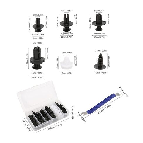 100pcs Car Push Type Retainers, 12 Sizes Universal Fastener Assortment Kit with Screwdriver, for Door Trim Radiator Guard Mudguard Bumper Splash Guard Retainer Replacement in Kuwait