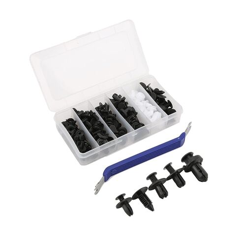 100pcs Car Push Type Retainers, 12 Sizes Universal Fastener Assortment Kit with Screwdriver, for Door Trim Radiator Guard Mudguard Bumper Splash Guard Retainer Replacement in Kuwait
