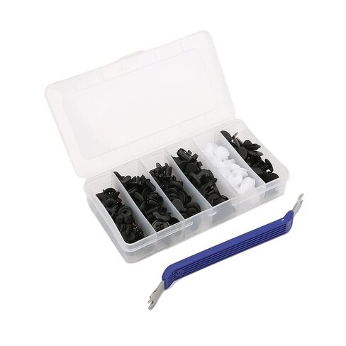100pcs Car Push Type Retainers, 12 Sizes Universal Fastener Assortment Kit with Screwdriver, for Door Trim Radiator Guard Mudguard Bumper Splash Guard Retainer Replacement in Kuwait