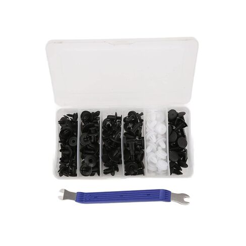 100pcs Car Push Type Retainers, 12 Sizes Universal Fastener Assortment Kit with Screwdriver, for Door Trim Radiator Guard Mudguard Bumper Splash Guard Retainer Replacement in Kuwait