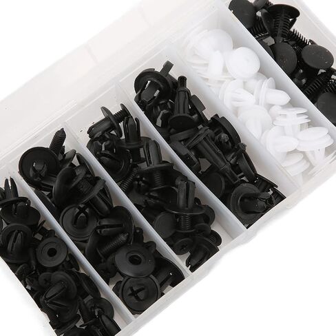 100pcs Car Push Type Retainers, 12 Sizes Universal Fastener Assortment Kit with Screwdriver, for Door Trim Radiator Guard Mudguard Bumper Splash Guard Retainer Replacement in Kuwait