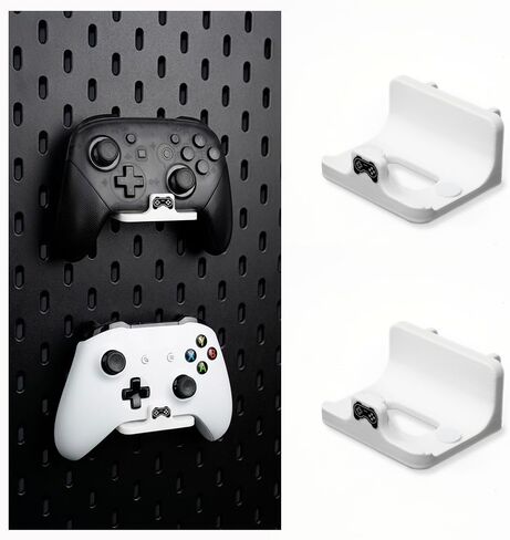 حامل وحدة تحكم Pegboard لجهاز PS5، Switch Pro/2، وحدة تحكم Xbox، قطعتين، متوافق مع IKEA Skadis، أسود in Kuwait