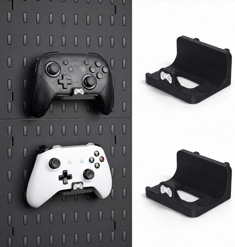 حامل وحدة تحكم Pegboard لجهاز PS5، Switch Pro/2، وحدة تحكم Xbox، قطعتين، متوافق مع IKEA Skadis، أسود in Kuwait