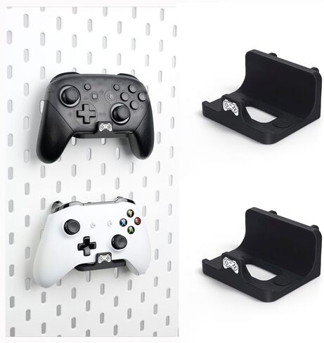 حامل وحدة تحكم Pegboard لجهاز PS5، Switch Pro/2، وحدة تحكم Xbox، قطعتين، متوافق مع IKEA Skadis، أسود in Kuwait