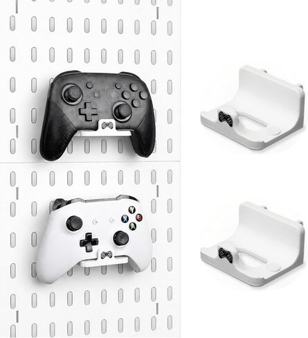حامل وحدة تحكم Pegboard لجهاز PS5، Switch Pro/2، وحدة تحكم Xbox، قطعتين، متوافق مع IKEA Skadis، أسود in Kuwait