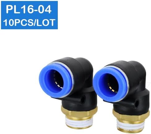 10 قطعة PL16-04 تركيبات الكوع الهوائية، 1/2 "BSPT ذكر الموضوع إلى 16 مللي متر OD خرطوم موصلات، الصناعية على شكل حرف L دفع في وصلات الأنبوب in Kuwait