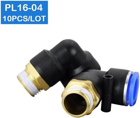 10 قطعة PL16-04 تركيبات الكوع الهوائية، 1/2 "BSPT ذكر الموضوع إلى 16 مللي متر OD خرطوم موصلات، الصناعية على شكل حرف L دفع في وصلات الأنبوب in Kuwait