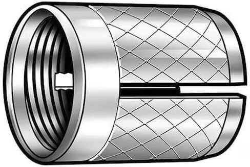Press Insert, 1/4"-20 Int Thrd Sz, 1/2 In L, 21/64 In Dia., Brass, Plain, 500 in Kuwait
