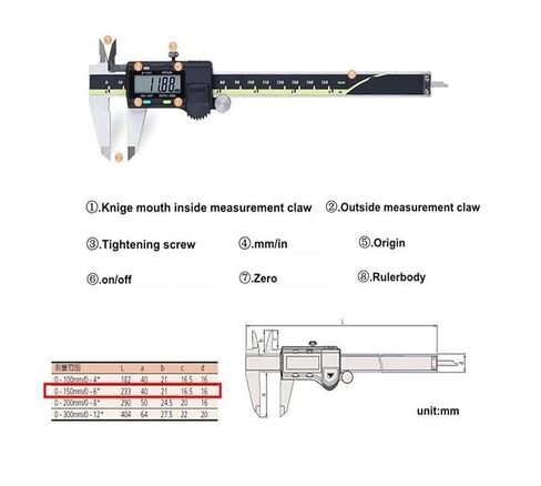 Caliper 6in 8in 12in Absolute Digital Calipers Inch/Metric 6" 0-150mm 200mm 300 Range -0.001" in Saudi Arabia