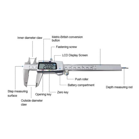6 Inch 150mm Digital Vernier Caliper Stainless Steel Micrometer Measuring Tool Depth Ruler in Saudi Arabia