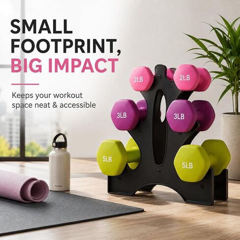 3 Tier Dumbbell Rack Stand - Compact Weight Storage Organizer for Home Gym Exercise, Small Duty 3-Tier Weight Storage Solution (Dumbbells Not Included) - 23x22.5x8.5cm in Kuwait