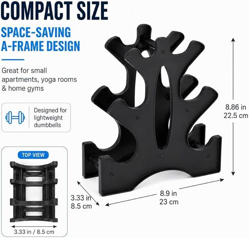 3 Tier Dumbbell Rack Stand - Compact Weight Storage Organizer for Home Gym Exercise, Small Duty 3-Tier Weight Storage Solution (Dumbbells Not Included) - 23x22.5x8.5cm in Kuwait