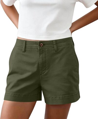 Women's High Waisted Shorts with Pockets Button Chino Shorts Summer Wide Leg Stretch Short Pants Vacation Outfits in Kuwait