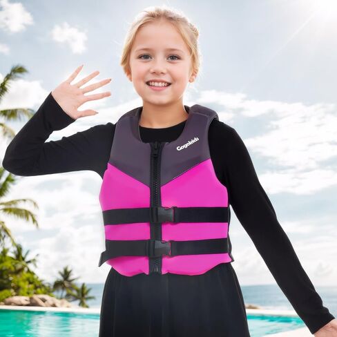 Gogokids Youth Swim Vest for Kids Teens Boys Girls 50-90 lbs & 75-125 lbs, Soft 3D Fabric Swim Jacket, Lightweight Pool Float Vest with Adjustable Straps for Swimming Boating Kayak Beach Water Sports in Kuwait