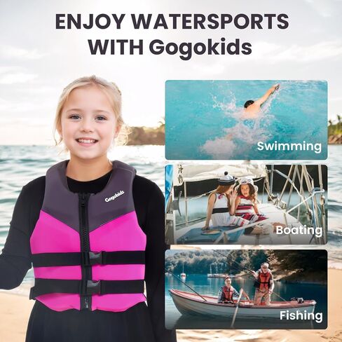 Gogokids Youth Swim Vest for Kids Teens Boys Girls 50-90 lbs & 75-125 lbs, Soft 3D Fabric Swim Jacket, Lightweight Pool Float Vest with Adjustable Straps for Swimming Boating Kayak Beach Water Sports in Kuwait