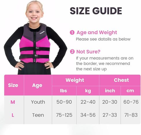 Gogokids Youth Swim Vest for Kids Teens Boys Girls 50-90 lbs & 75-125 lbs, Soft 3D Fabric Swim Jacket, Lightweight Pool Float Vest with Adjustable Straps for Swimming Boating Kayak Beach Water Sports in Kuwait