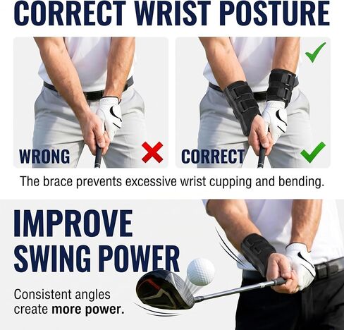 NADUSEP Golf Wrist Brace with Arm Band, Golf Swing Training Aid Kit to Correct Wrist Angle, Improve Swing Plane & Build Muscle Memory – Golf Swing Trainer for Beginners and Practice in Kuwait