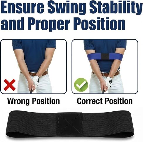 NADUSEP Golf Wrist Brace with Arm Band, Golf Swing Training Aid Kit to Correct Wrist Angle, Improve Swing Plane & Build Muscle Memory – Golf Swing Trainer for Beginners and Practice in Kuwait