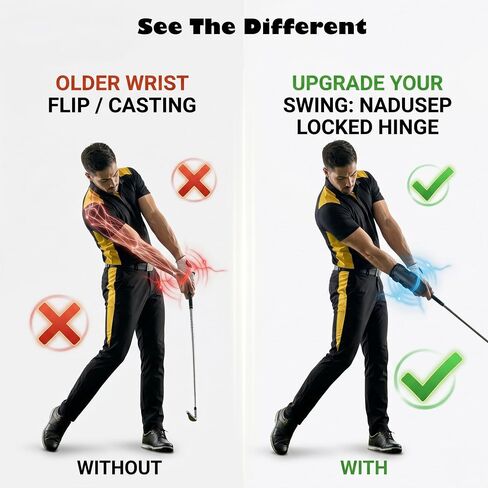 NADUSEP Golf Wrist Brace with Arm Band, Golf Swing Training Aid Kit to Correct Wrist Angle, Improve Swing Plane & Build Muscle Memory – Golf Swing Trainer for Beginners and Practice in Kuwait