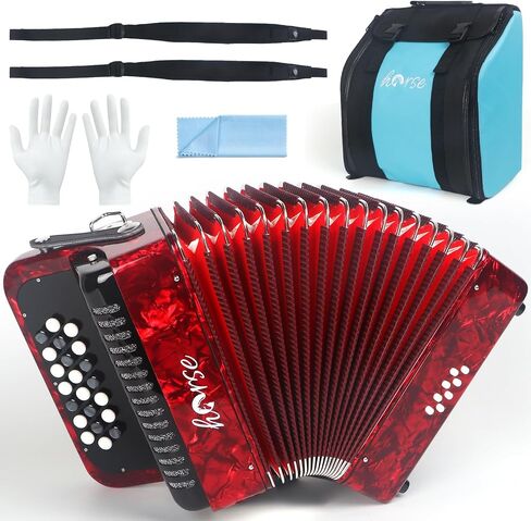 22 Key 8 Bass Accordion, Acordeones Para Adultos, Stable Pitch Polished 22 Key Accordions, Comfortable Sensitive to the Touch Button Accordion, Acordeón De Adulto Azul for Beginners with Bag (Blue) in Saudi Arabia