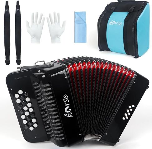 22 Key 8 Bass Accordion, Acordeones Para Adultos, Stable Pitch Polished 22 Key Accordions, Comfortable Sensitive to the Touch Button Accordion, Acordeón De Adulto Azul for Beginners with Bag (Blue) in Saudi Arabia