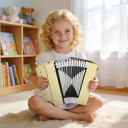 Kids Accordion,10 Keys Control Button Accordions Mini Lightweight for Kids Toy Gifts Children Beginners Musical Instruments, Yellow in Kuwait