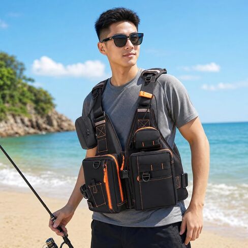 Buoyancy Vest with Whistle Mesh Back Flotation Jacket with Whistle High Visibility Utility Vest for Anglers, Fishing, Kayaking in Kuwait