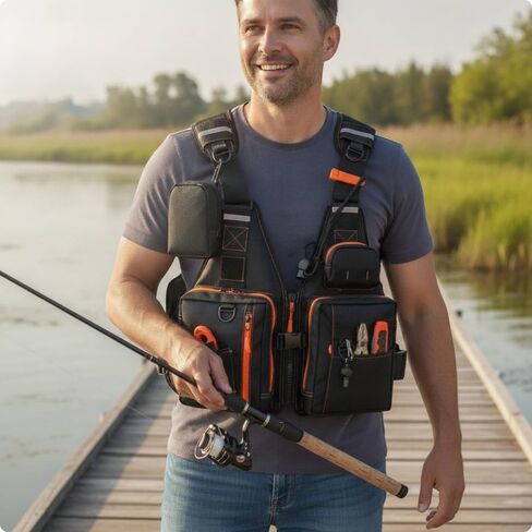 Buoyancy Vest with Whistle Mesh Back Flotation Jacket with Whistle High Visibility Utility Vest for Anglers, Fishing, Kayaking in Kuwait