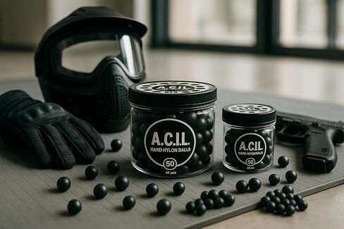 A.C.I.L. 100 x Hard Nylon Precision Balls – .68 Cal. Reusable Training Balls for Target Practice & Marker Compatibility – Durable Solid Nylon Spheres (Black) in Kuwait