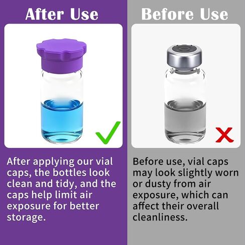 12 Pack Silicone Vial Caps Covers – Reusable Leak-Proof 3ml Vial Caps, Clean-Protective Washable Protective Vial Storage Caps in 6 Colors for Lab or Home Organization in Kuwait