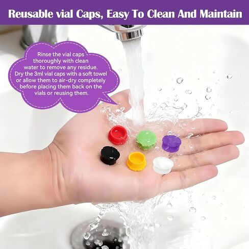 12 Pack Silicone Vial Caps Covers – Reusable Leak-Proof 3ml Vial Caps, Clean-Protective Washable Protective Vial Storage Caps in 6 Colors for Lab or Home Organization in Kuwait