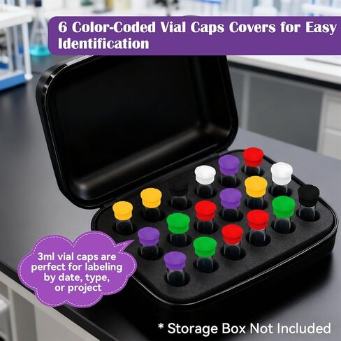 12 Pack Silicone Vial Caps Covers – Reusable Leak-Proof 3ml Vial Caps, Clean-Protective Washable Protective Vial Storage Caps in 6 Colors for Lab or Home Organization in Kuwait