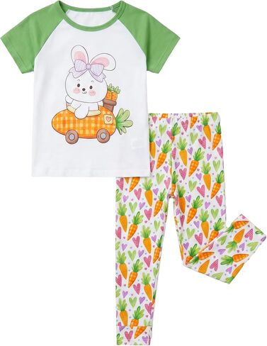 Toddler Boys Girls Pajamas Soft Bamboo Viscose Short Sleeve Top and Pants Summer 2 Piece PJs Set in Kuwait