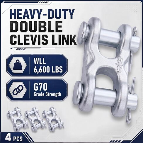 Hicarer 4 Pieces 3/8 Inch Loop Link Chain Repair Links Trailer Safety Chain Connector Alloy Steel Silver Wll 6600 Lbs for Trailer Towing Repair Warehouses Factories Seaports in Kuwait