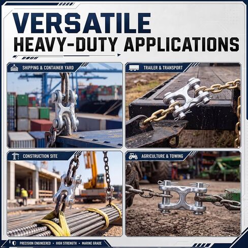 Hicarer 4 Pieces 3/8 Inch Loop Link Chain Repair Links Trailer Safety Chain Connector Alloy Steel Silver Wll 6600 Lbs for Trailer Towing Repair Warehouses Factories Seaports in Kuwait