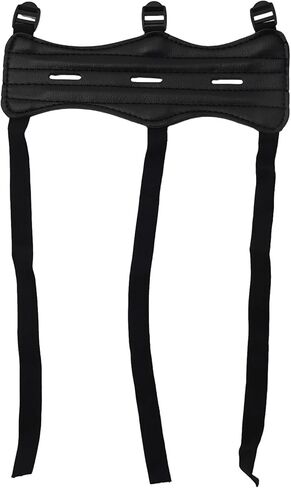 Long Leather Arm Guard with Holes, 30cm Extended Forearm Protector for Bow and Arrow Sports, Black in Kuwait