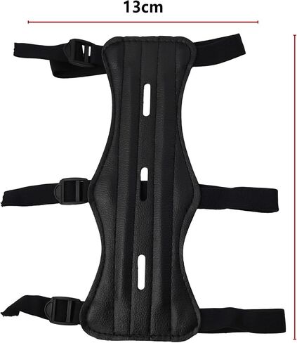 Long Leather Arm Guard with Holes, 30cm Extended Forearm Protector for Bow and Arrow Sports, Black in Kuwait