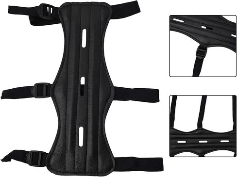 Long Leather Arm Guard with Holes, 30cm Extended Forearm Protector for Bow and Arrow Sports, Black in Kuwait