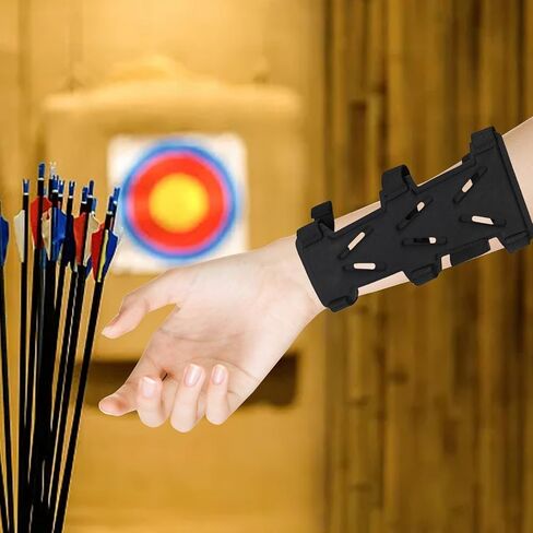 Arm Guard Breathable Double Sided Composite Fabric Forearm Protector Adjustable Elastic Straps Bracer for Left Right Handed Bow Shooters Hunting Target Practice in Kuwait