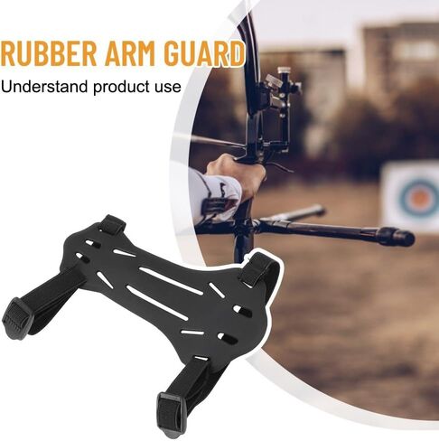 Recurve Compound for Bow Arm Guard 15x7x0.5cm Rubber Material Lightweight 17g Black Forearm Protection Shield for Hunting and Target Practice Adjustable Size for Adult Youth (Black) in Kuwait