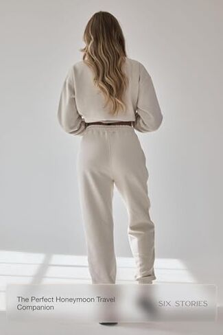 Six Stories Wifey Statement Sweatshirt and Sweatpants Set for the Stylish New Bride | Soft, Comfy & Cozy Sweatsuit with Unique Pearlescent Detailing Ideal as Anniversary or Honeymoon Gift | Medium in Kuwait