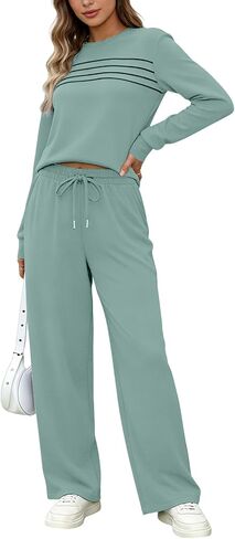 Women's 2 Piece Sweat Suit, Buttery Soft Lounge Jogger Set, Comfy Workout Travel Airport Outfit & Tracksuit for Women in Kuwait