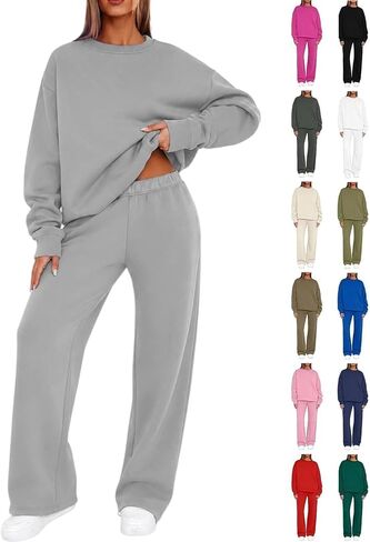 Sweatsuits Women 2 Piece Outfit 2026 Fall Winter Fashion Comfy Casual Crewneck Track Suits Matching Lounge Sets in Kuwait
