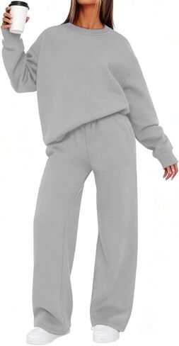 Sweatsuits Women 2 Piece Outfit 2026 Fall Winter Fashion Comfy Casual Crewneck Track Suits Matching Lounge Sets in Kuwait