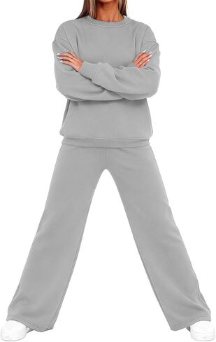 Sweatsuits Women 2 Piece Outfit 2026 Fall Winter Fashion Comfy Casual Crewneck Track Suits Matching Lounge Sets in Kuwait
