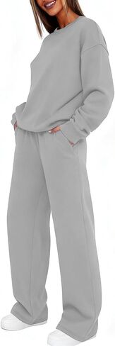 Sweatsuits Women 2 Piece Outfit 2026 Fall Winter Fashion Comfy Casual Crewneck Track Suits Matching Lounge Sets in Kuwait
